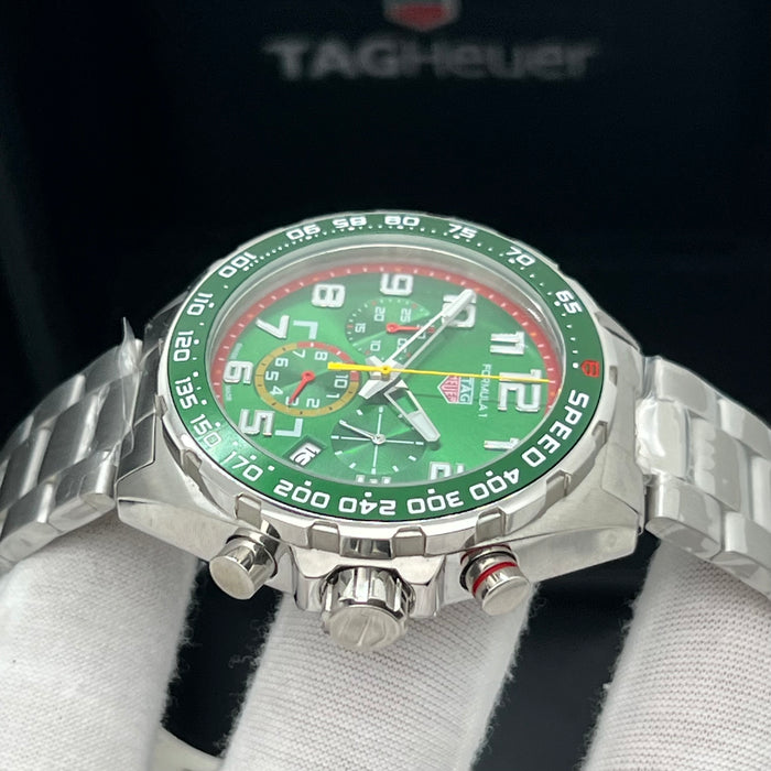 TAG Heuer Formula 1 Chronograph 43mm Green Dial Stainless Steel Steel Watch