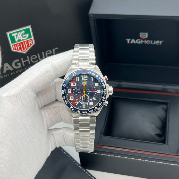 TAG Heuer Formula 1 Chronograph 43mm Blue Asphalt Textured Dial Steel Watch