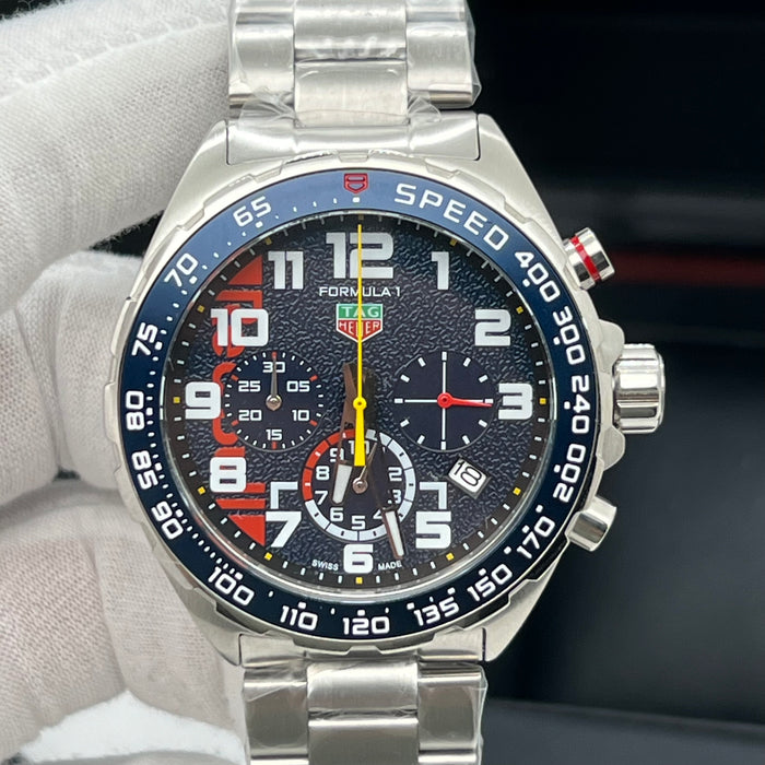 TAG Heuer Formula 1 Chronograph 43mm Blue Asphalt Textured Dial Steel Watch