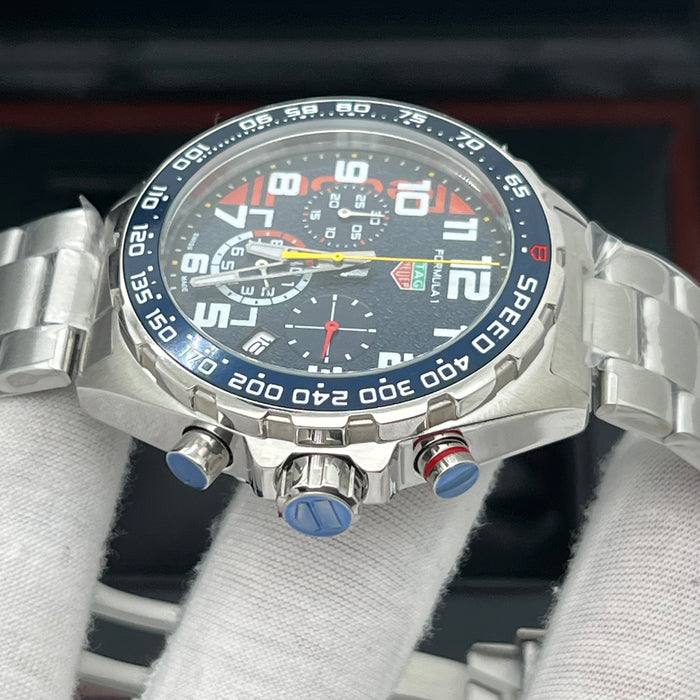 TAG Heuer Formula 1 Chronograph 43mm Blue Asphalt Textured Dial Steel Watch