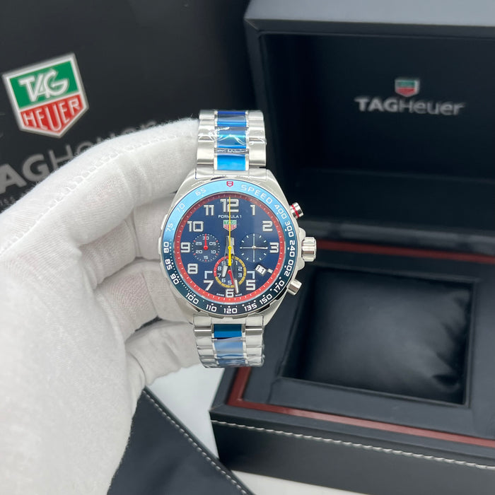 TAG Heuer Formula 1 Chronograph 43mm Blue Dial Light Blue Tachymeter Steel Watch