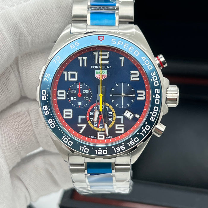 TAG Heuer Formula 1 Chronograph 43mm Blue Dial Light Blue Tachymeter Steel Watch