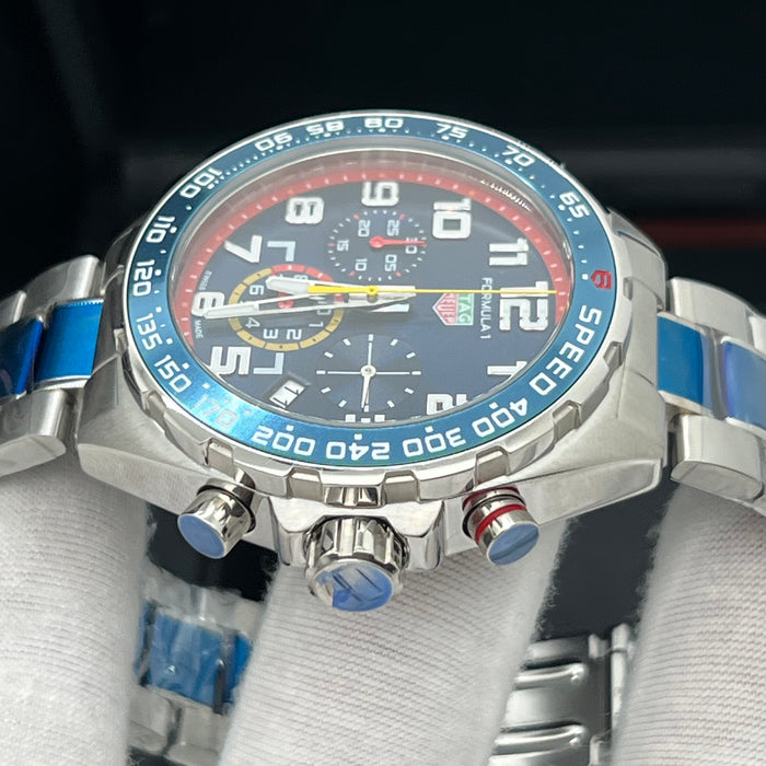 TAG Heuer Formula 1 Chronograph 43mm Blue Dial Light Blue Tachymeter Steel Watch