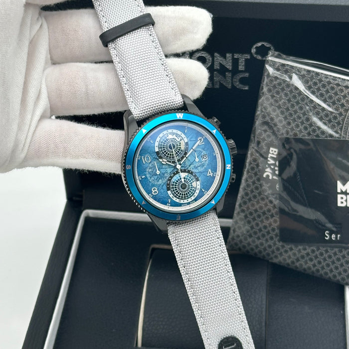 Montblanc Star Legacy Chronograph Automatic 42mm – Blue Dial, White Alligator Strap