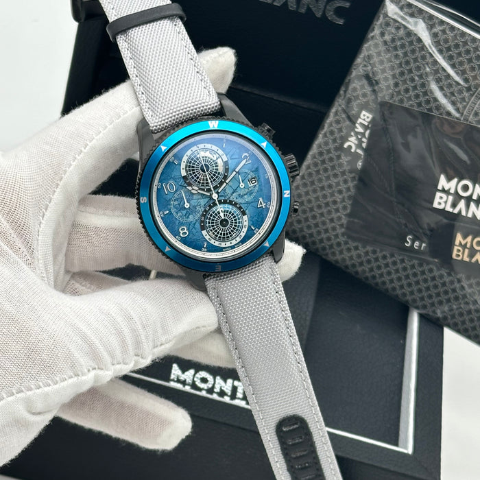 Montblanc Star Legacy Chronograph Automatic 42mm – Blue Dial, White Alligator Strap