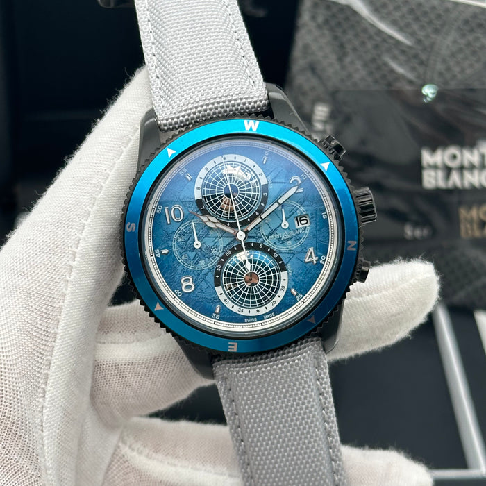 Montblanc Star Legacy Chronograph Automatic 42mm – Blue Dial, White Alligator Strap
