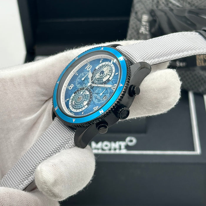 Montblanc Star Legacy Chronograph Automatic 42mm – Blue Dial, White Alligator Strap