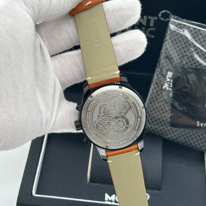 Montblanc Star Legacy Chronograph Automatic 42mm - White Dial With Tan Strap