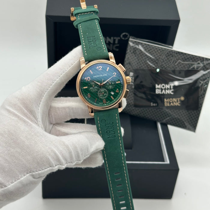 Montblanc Star Legacy Chronograph Automatic 42mm - Rose Gold With Black Leather Strap