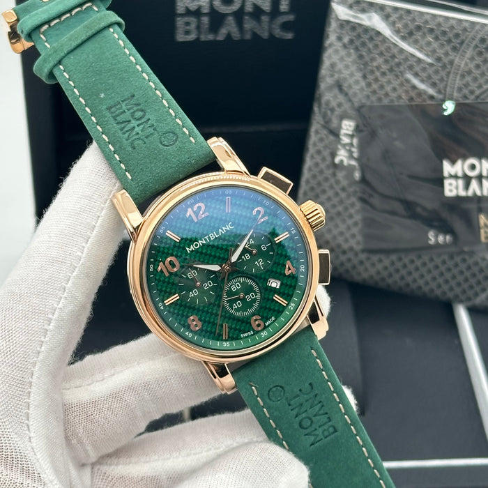 Montblanc Star Legacy Chronograph Automatic 42mm - Rose Gold With Black Leather Strap