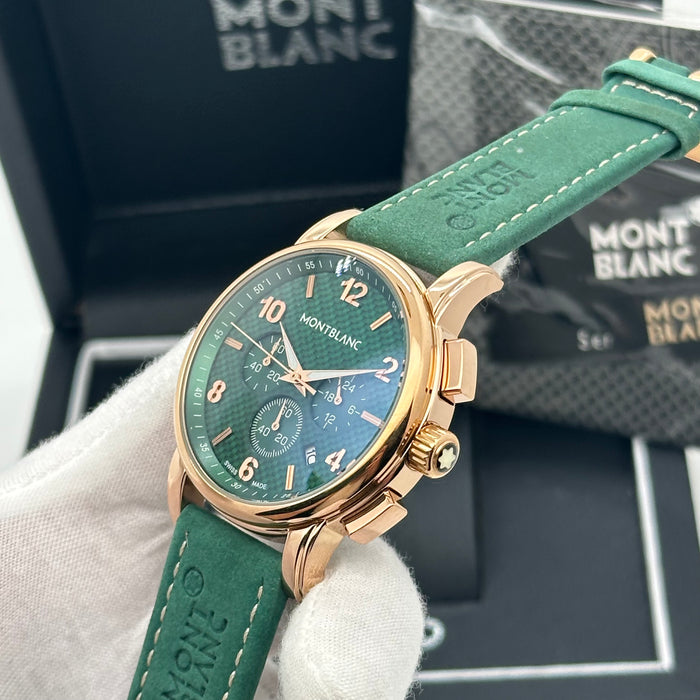 Montblanc Star Legacy Chronograph Automatic 42mm - Rose Gold With Black Leather Strap