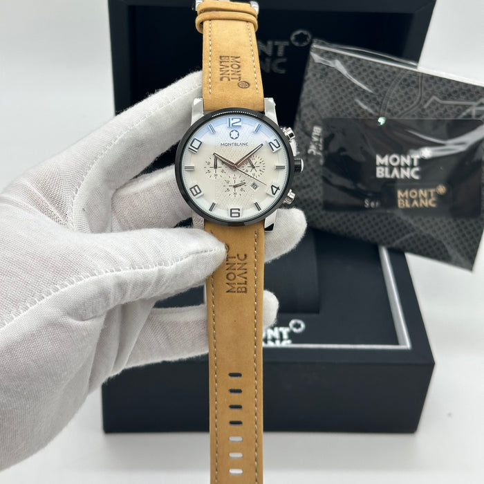 MontBlanc TimeWalker Chronograph Black - Tone Watch - Yellow Leather Strap