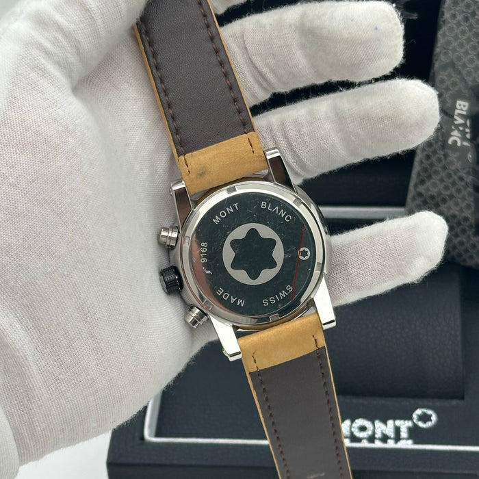 MontBlanc TimeWalker Chronograph Black - Tone Watch - Yellow Leather Strap