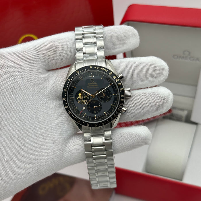 Omega Speedmaster Moonwatch – Open Heart Black Dial Co-Axial Chronograph (Homage Edition)