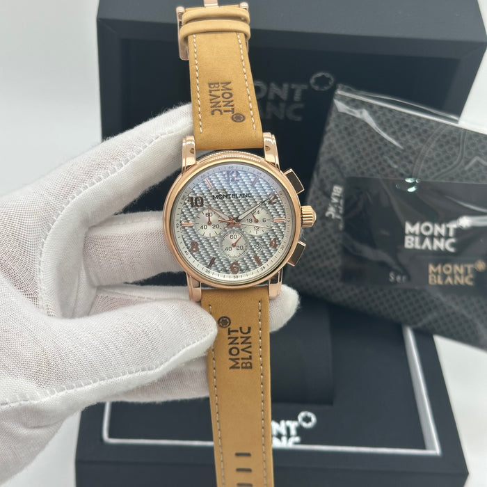 Montblanc Heritage Chronograph – Rose Gold Case with Textured Silver Dial