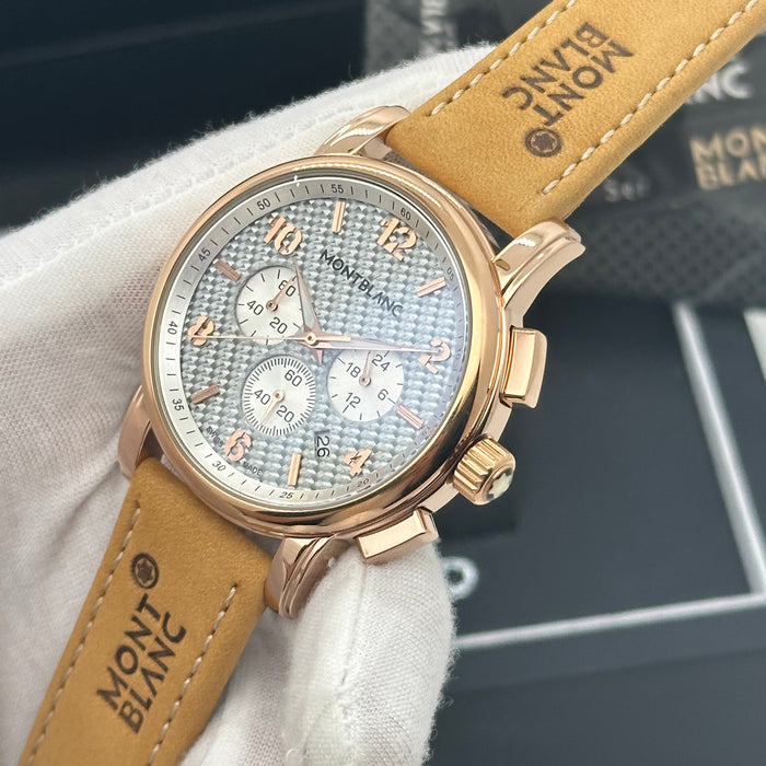 Montblanc Heritage Chronograph – Rose Gold Case with Textured Silver Dial