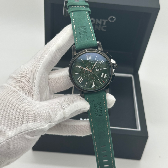 Montblanc Star Roman Chronograph – Green Dial with Black Case & Leather Strap