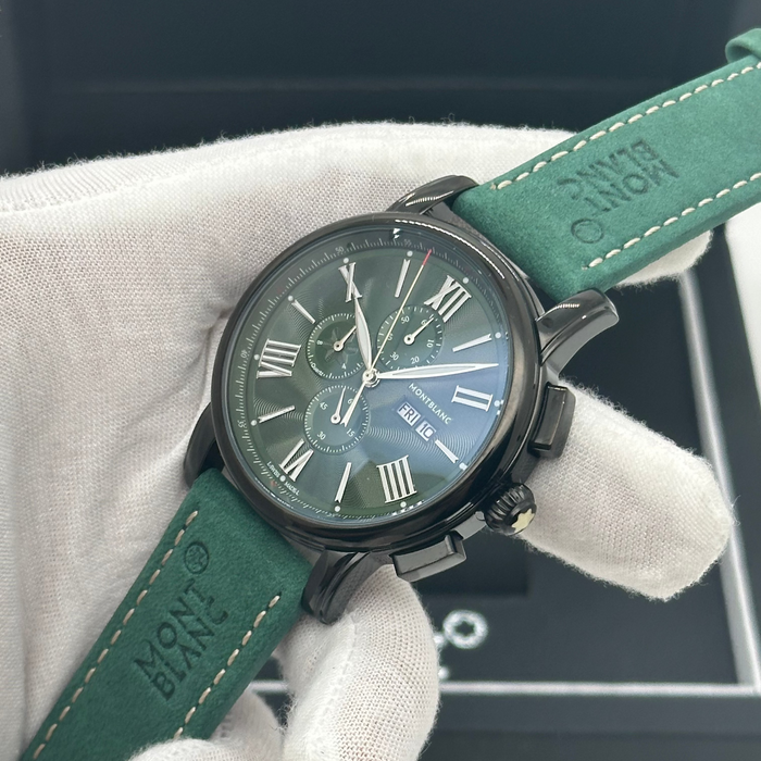 Montblanc Star Roman Chronograph – Green Dial with Black Case & Leather Strap
