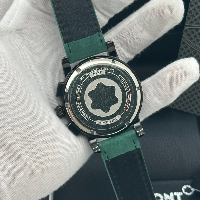 Montblanc Star Roman Chronograph – Green Dial with Black Case & Leather Strap