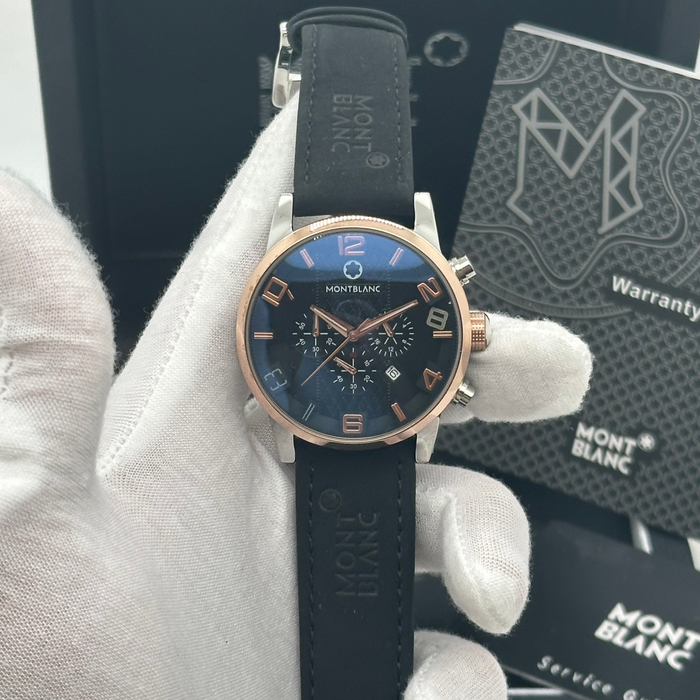 Montblanc Timewalker Chronograph – Two-Tone Case with Black Dial & Leather Strap