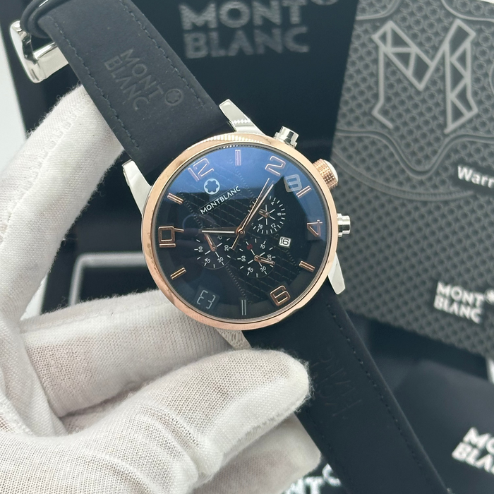 Montblanc Timewalker Chronograph – Two-Tone Case with Black Dial & Leather Strap
