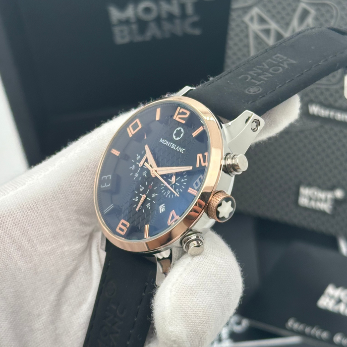 Montblanc Timewalker Chronograph – Two-Tone Case with Black Dial & Leather Strap