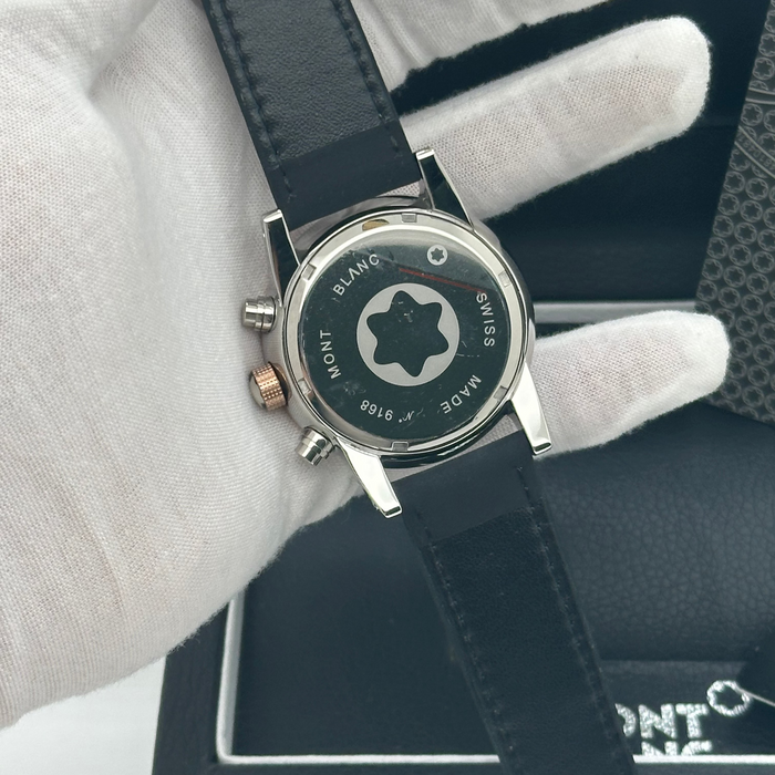 Montblanc Timewalker Chronograph – Two-Tone Case with Black Dial & Leather Strap