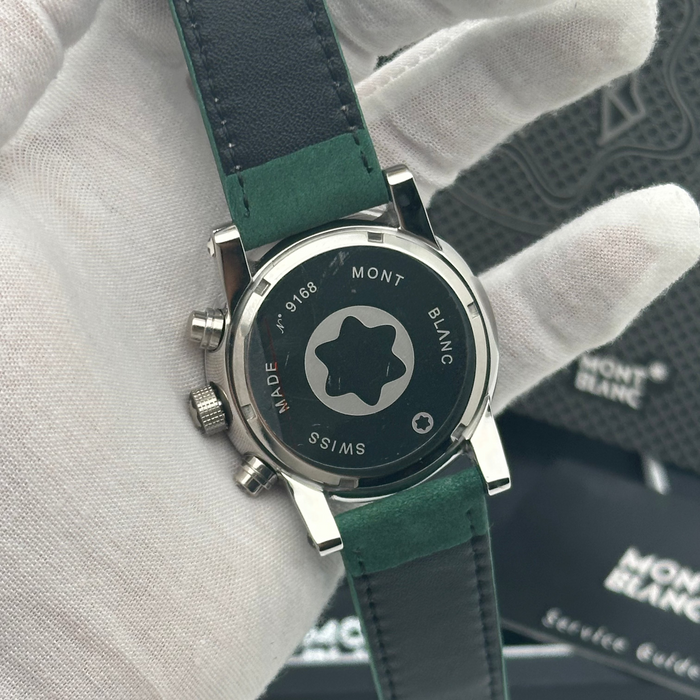 Montblanc Summit Chronograph – Green Dial with Stainless Steel Case & Leather Strap