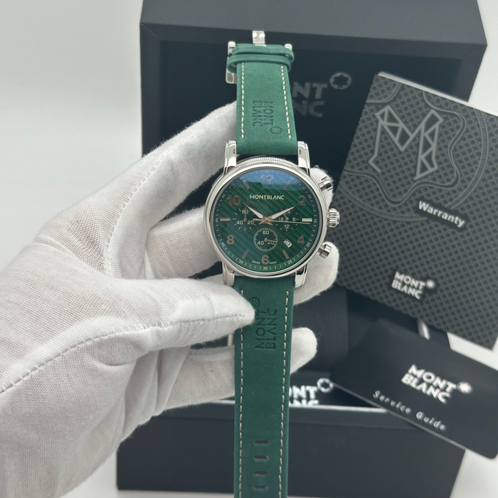 Montblanc Heritage Chronograph – Green Dial with Steel Case & Leather Strap