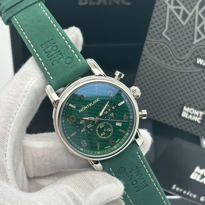 Montblanc Heritage Chronograph – Green Dial with Steel Case & Leather Strap