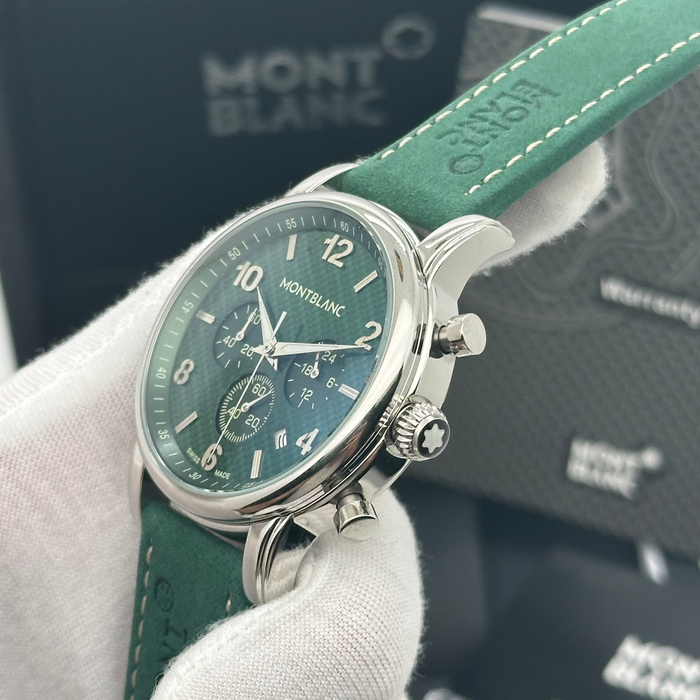 Montblanc Heritage Chronograph – Green Dial with Steel Case & Leather Strap