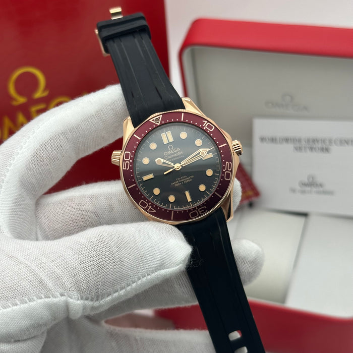 Omega Seamaster Diver 300M – Sedna Rose Gold Burgundy Bezel Edition (Homage) | Co-Axial Master Chronometer