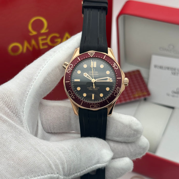 Omega Seamaster Diver 300M – Sedna Rose Gold Burgundy Bezel Edition (Homage) | Co-Axial Master Chronometer