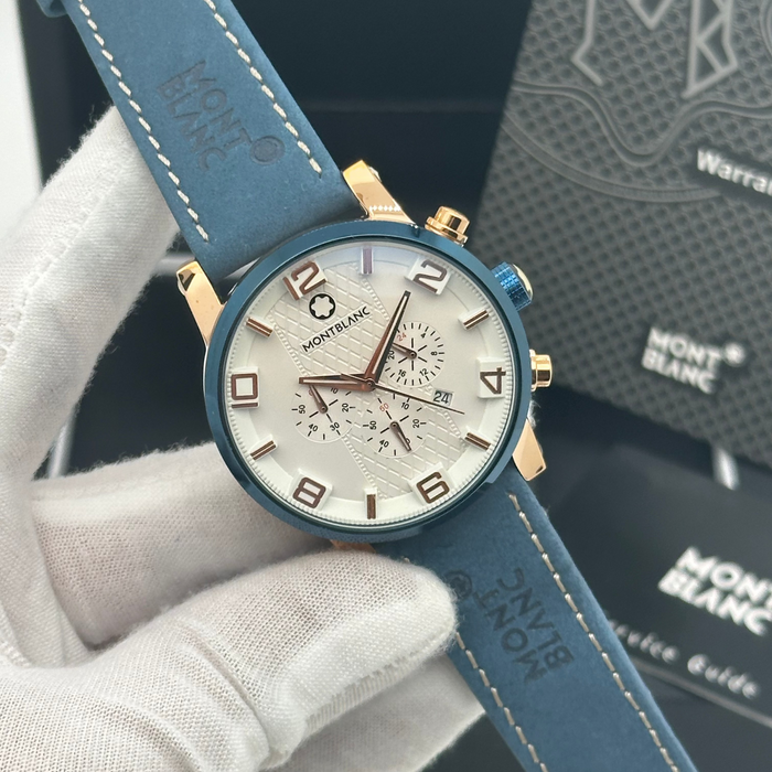 Montblanc Timewalker Chronograph – Cream Dial with Blue & Rose Gold Case