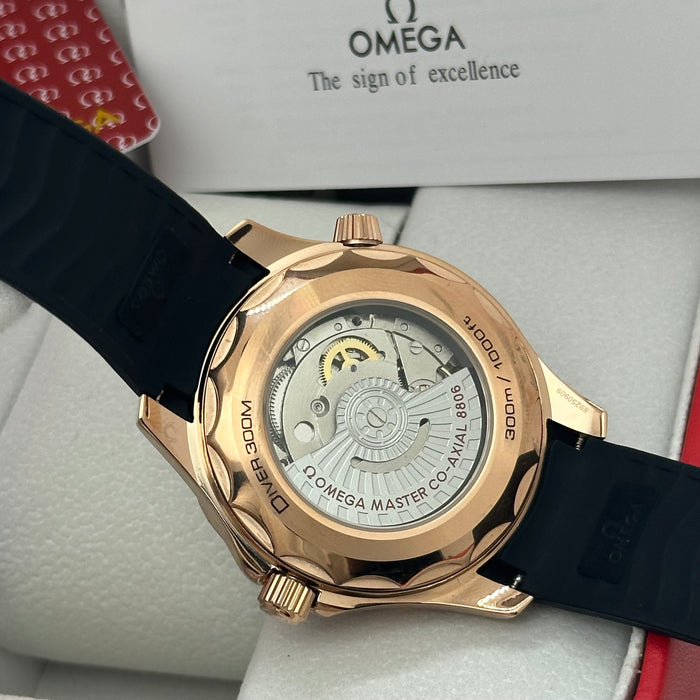 Omega Seamaster Diver 300M – Sedna Rose Gold Burgundy Bezel Edition (Homage) | Co-Axial Master Chronometer