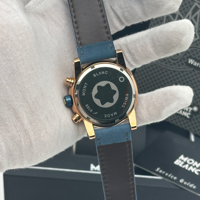 Montblanc Timewalker Chronograph – Cream Dial with Blue & Rose Gold Case