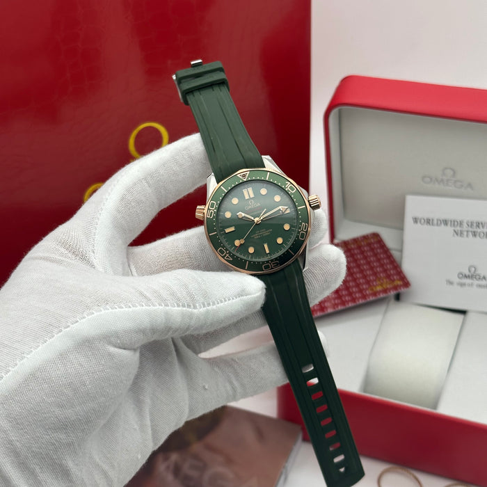 Omega Seamaster Diver 300M – Green Ceramic Rose Gold Edition (Homage) | Co-Axial Master Chronometer