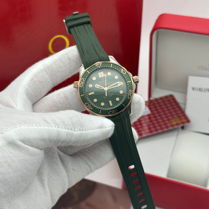 Omega Seamaster Diver 300M – Green Ceramic Rose Gold Edition (Homage) | Co-Axial Master Chronometer