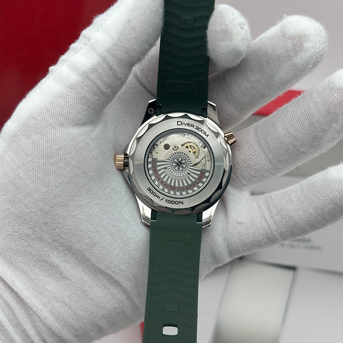 Omega Seamaster Diver 300M – Green Ceramic Rose Gold Edition (Homage) | Co-Axial Master Chronometer