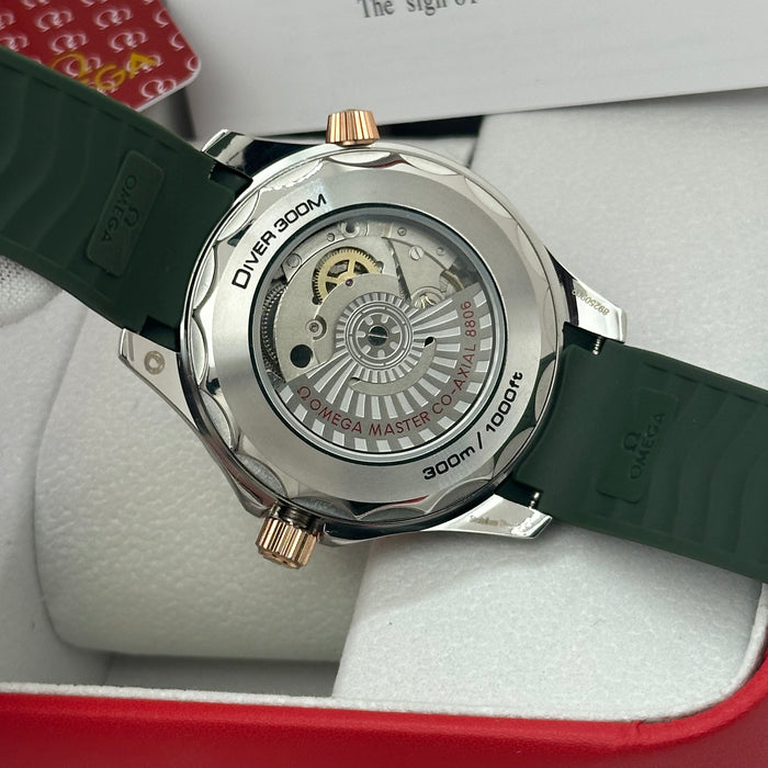 Omega Seamaster Diver 300M – Green Ceramic Rose Gold Edition (Homage) | Co-Axial Master Chronometer