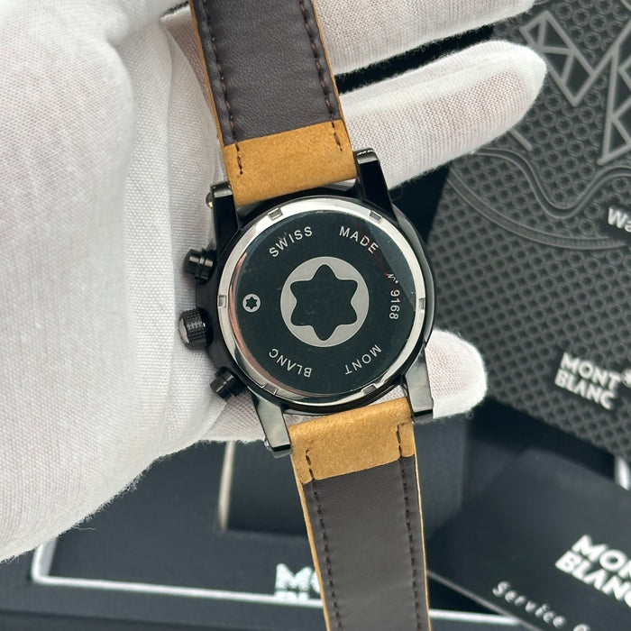 Montblanc Timewalker Chronograph – Sunset Orange Dial with Tan Leather Strap