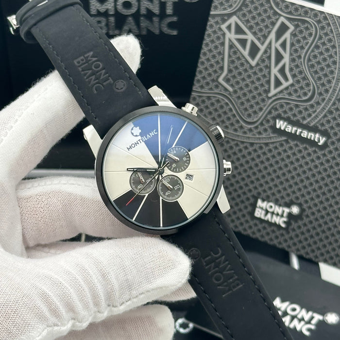 Montblanc Timewalker Chronograph – Black Segmented Dial with Black Leather Strap