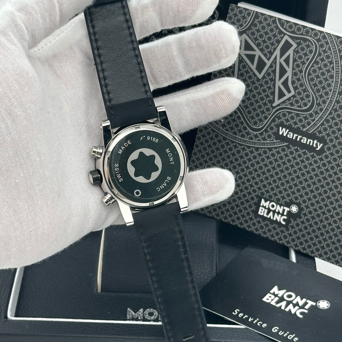 Montblanc Timewalker Chronograph – Black Segmented Dial with Black Leather Strap