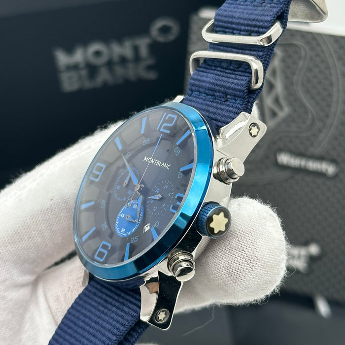 Montblanc Sport Chronograph | Blue Ion-Plated Bezel & Navy NATO Strap