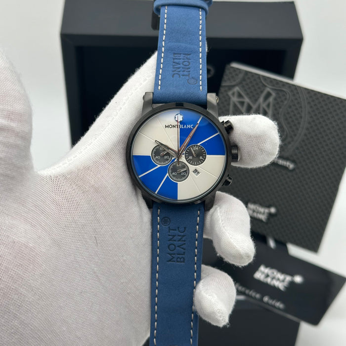 Montblanc Timewalker Chronograph – Black Case with Blue & White Dial