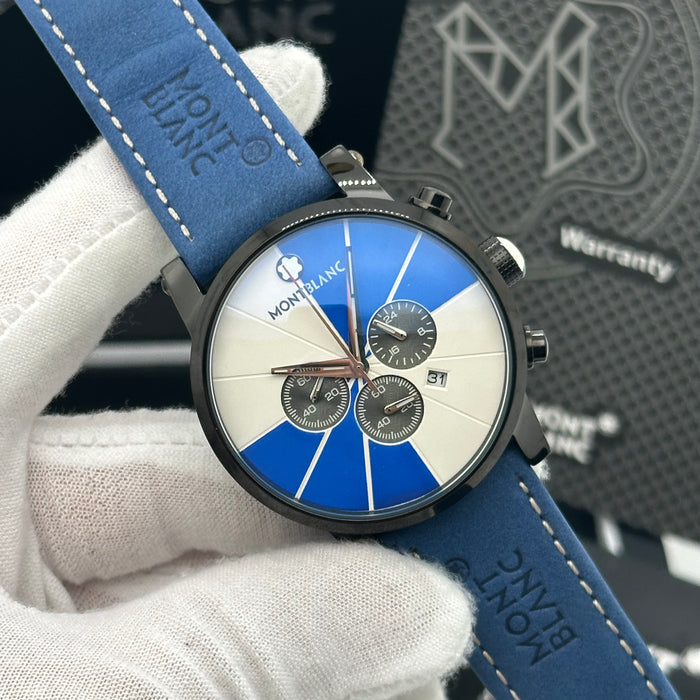Montblanc Timewalker Chronograph – Black Case with Blue & White Dial