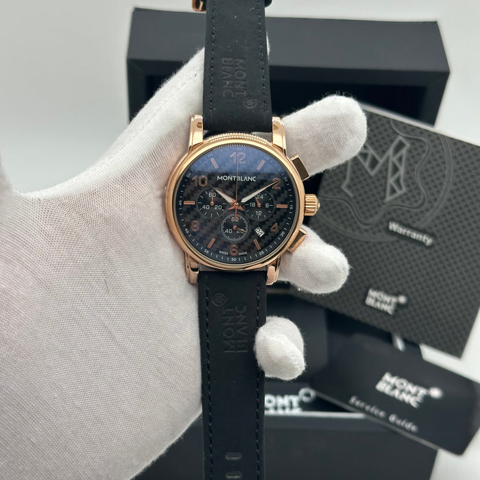 Montblanc Rose Gold Chronograph with Carbon Fiber Dial