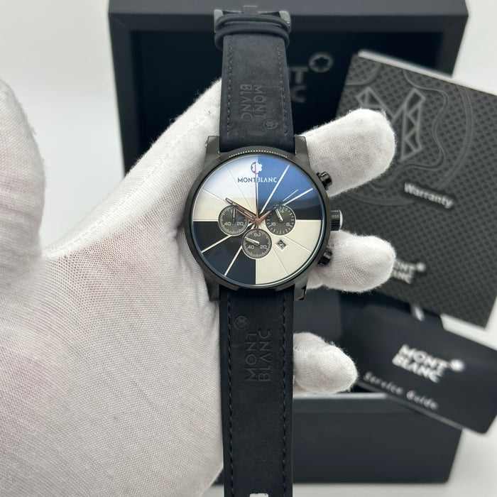 Montblanc Special Edition Chronograph – Dual-Tone Fan Dial with Black Leather Strap