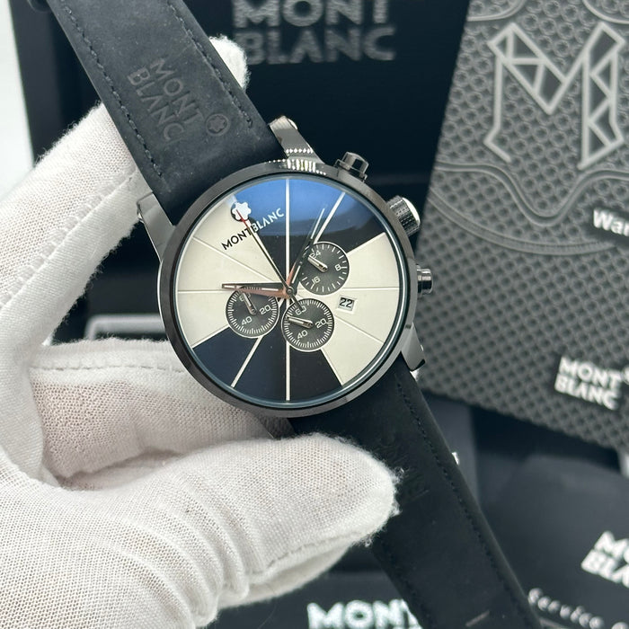 Montblanc Special Edition Chronograph – Dual-Tone Fan Dial with Black Leather Strap