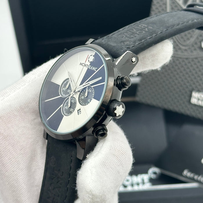 Montblanc Special Edition Chronograph – Dual-Tone Fan Dial with Black Leather Strap